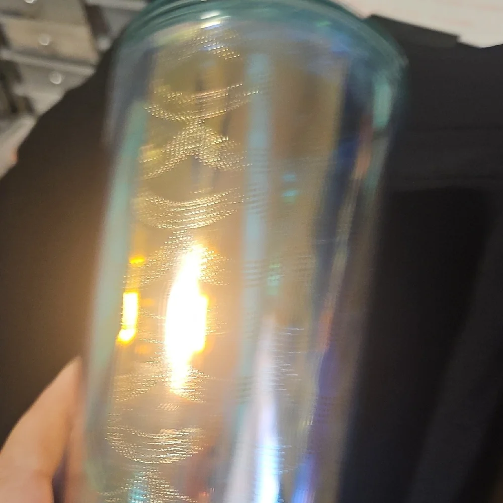 Starbucks Iridescent, White, and Blue Tumbler Trio